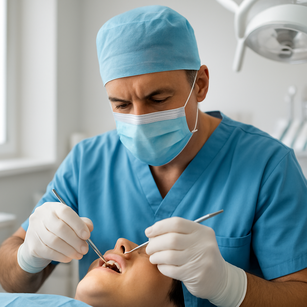 Dental professional at work