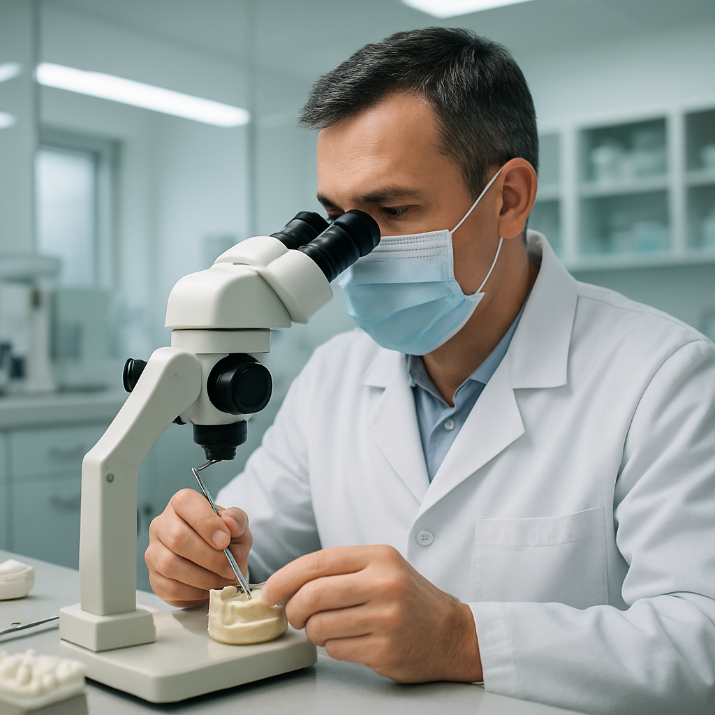 Dental lab technician at work